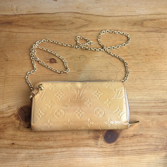 Louis Vuitton Clutch Purse With Chain Citrine Leather - Picture 9 of 10